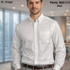 Brooks Brothers Madison Fit White Non-Iron Supima Cotton Stretch Shirt 16.5 34